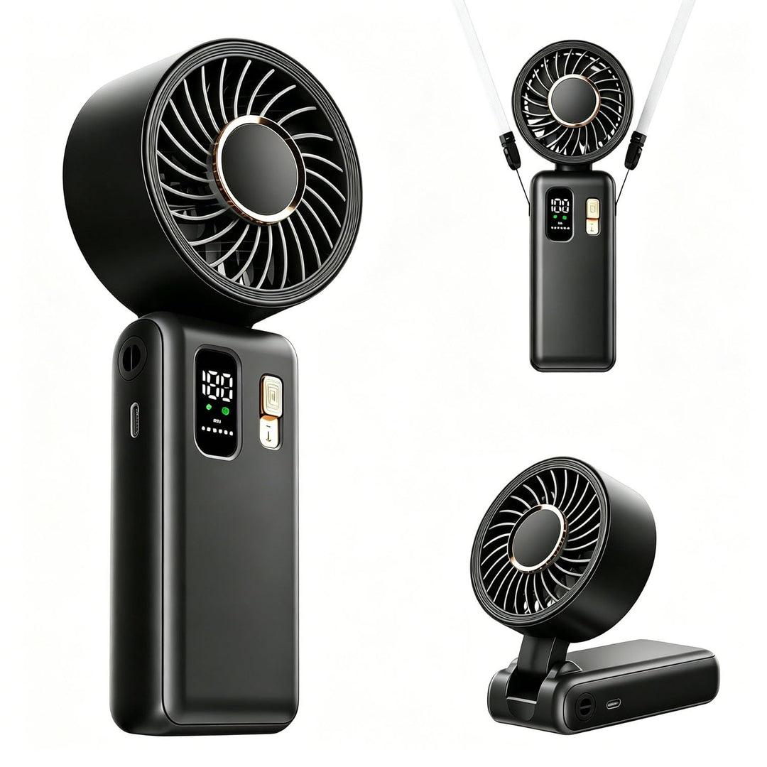 Handventilator Tragbarer, Mini USB Ventilator Akku-Aufladbar 6000mAh mit 100 Stufen, 180° Faltbarer