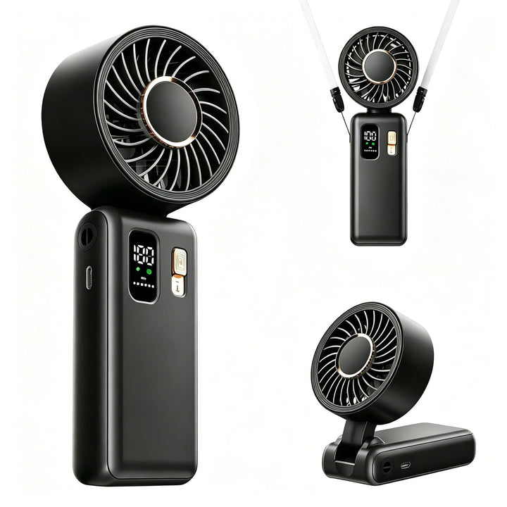 Handventilator Tragbarer, Mini USB Ventilator Akku-Aufladbar 6000mAh mit 100 Stufen, 180° Faltbarer