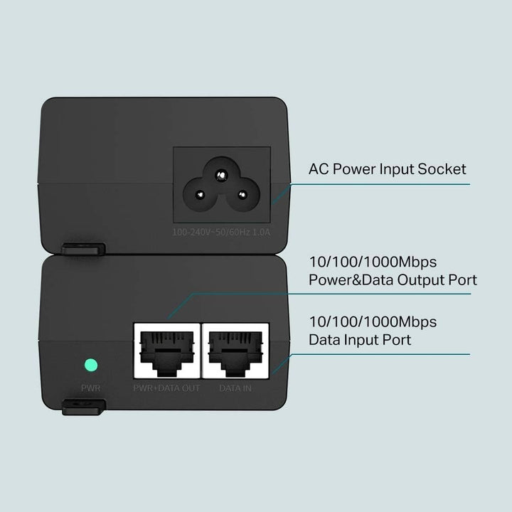 TP-Link TL-POE160S PoE+ Injektor (2 Gigabit-Ports, kompatibel mit 802.3af /at, Gesamtleistung mit bi