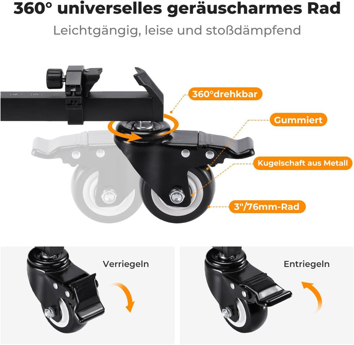 K&F CONCEPT Heavy Duty Tripod Dolly, Universal Fotografie Stativ Wagen für Stative Lichtstative,Hoch