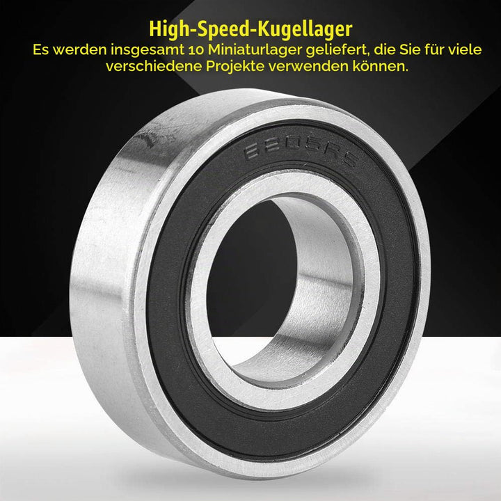 Rillenkugellager, 10 Stücke 6205-2RS High Speed Doppelseitige Dichtung Rillenkugellager 25x 52x 15