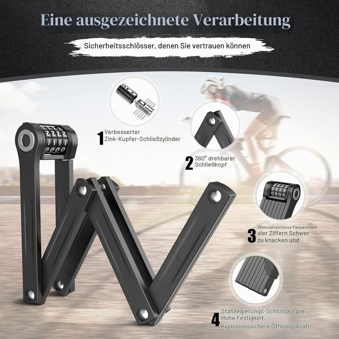 IMAYCC Fahrradschloss Faltschloss Hohe Sicherheit, 120CM Faltschloss Fahrrad Zahlenschloss, Robustes