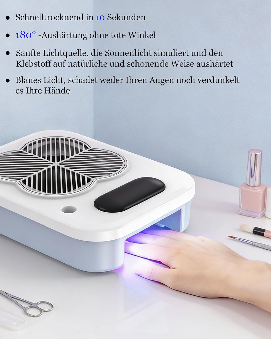 Elektrische Nagelfräser mit UV-LED Nagellampe & Nagel Staubabsaugung (Stufenloses Getriebe) : 3-in-1