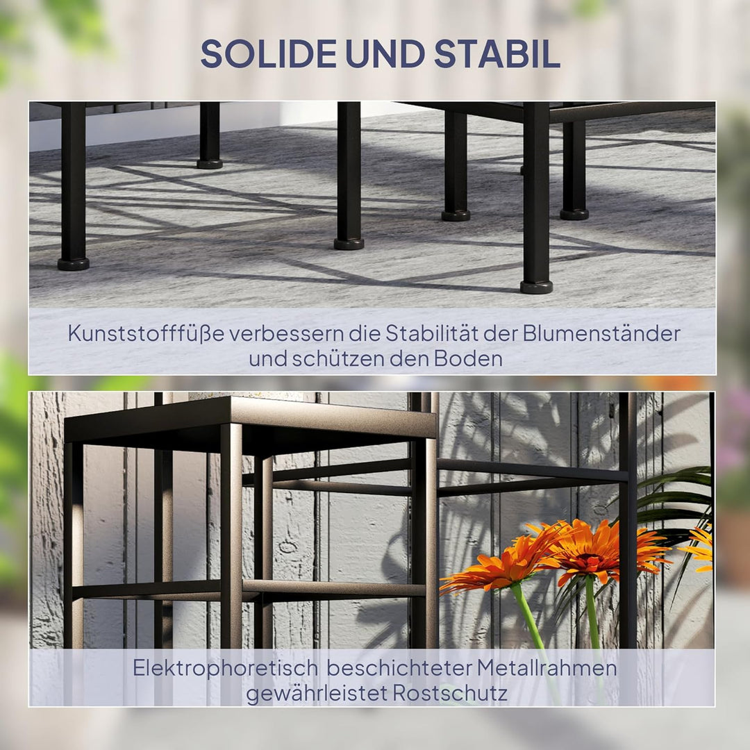 Outsunny 3er-Set Pflanzenständer, 71 cm hoch Pflanzenregal für Innen, 3 verschieden grosse Blumenhoc