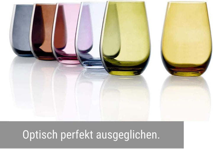 Stölzle Lausitz Wassergläser Set Elements Mediterraner Mix 465 ml randvoll / 6er Set Wassergläser Sp