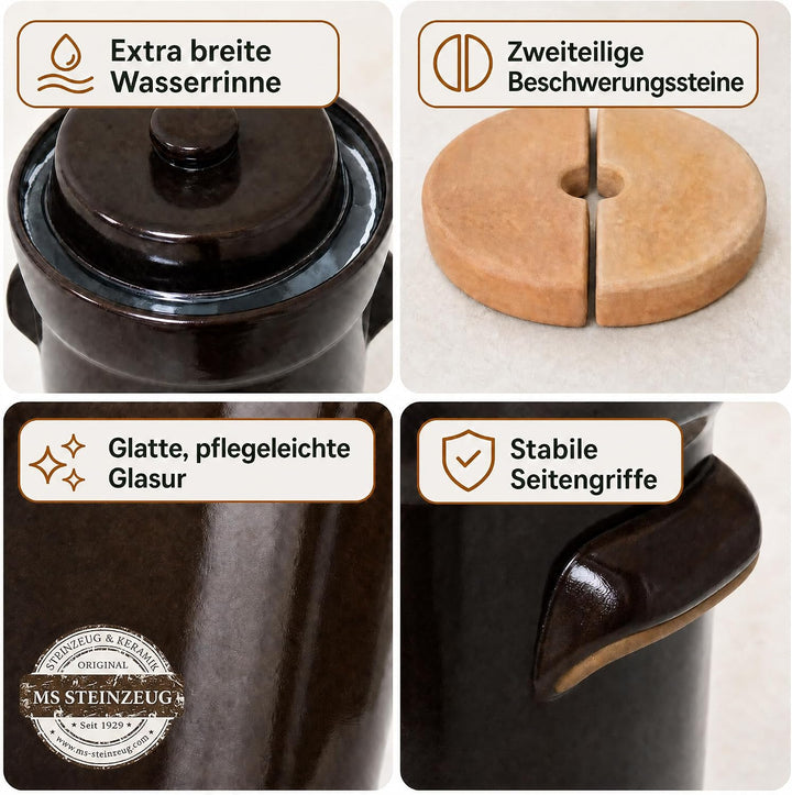 SCHMITT Gärtopf-Set braun 10 l mit Deckel und Steinen