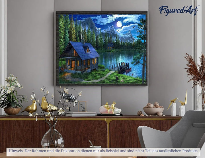 Figured'Art Malen Nach Zahlen Erwachsene Mit Rahmen See am Abend - Paint by Numbers Basteln DIY Bast