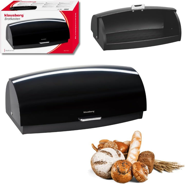 Klausberg Stahl-Brotkasten, elegant und funktional mit Glanz, Behälter für Brot, Brötchen und Kekse