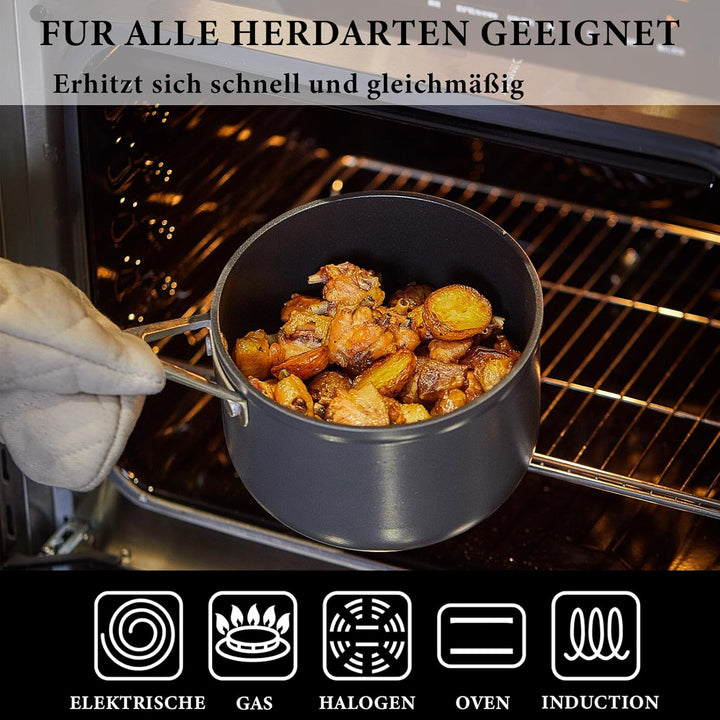 MSMK Kochtopf 20cm, 3.5L Kochtöpfe mit Deckel, Edelstahlgriff, Antihaft Topf Induktion, kratzfest, f