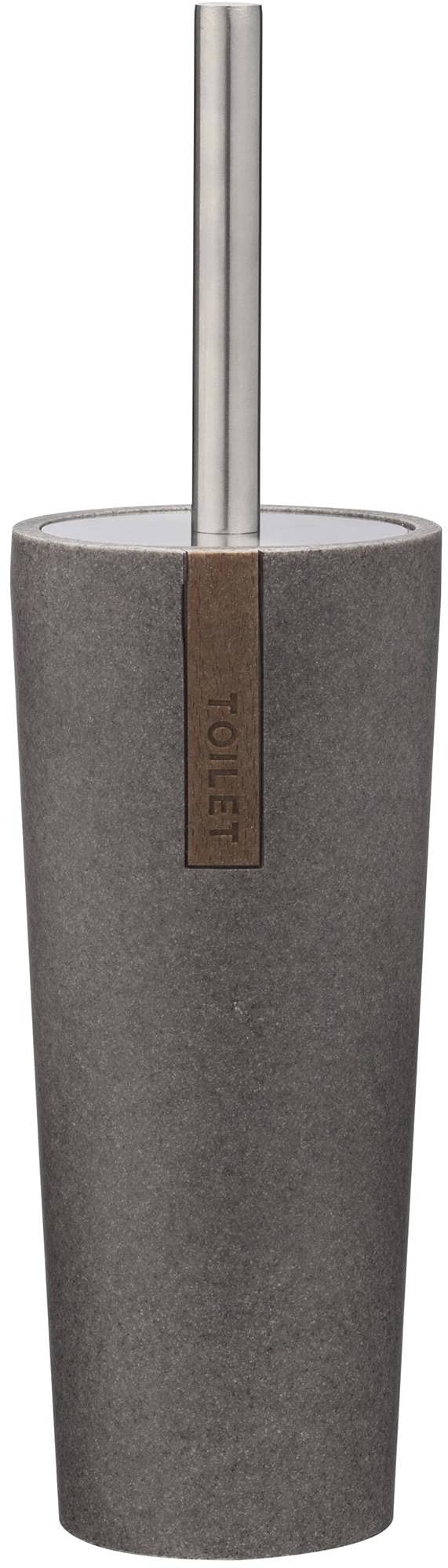 Sealskin Toilettenbürste Pierra, WC-Bürstengarnitur aus Polyresin, Farbe: Grau, 9.7 x 9.7 x 35 cm, G
