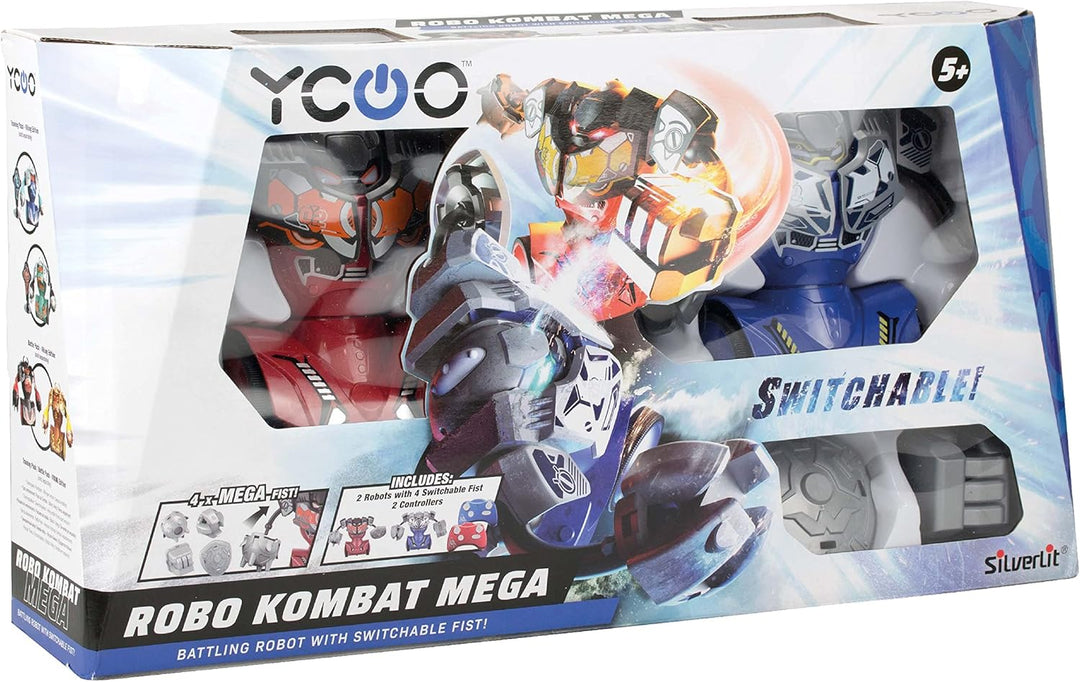 YCOO 2 x Kombat Mega-Roboter, ferngesteuert, 16 cm, austauschbare Fässe, Spielzeug mit Soundeffekten