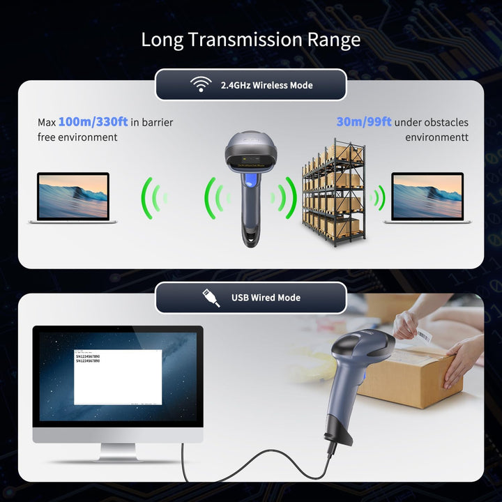 NetumScan 1D 2D QR Barcode Scanner 2.4G Wireless USB Wired Barcode Reader Scan DataMatrix Kompatibel