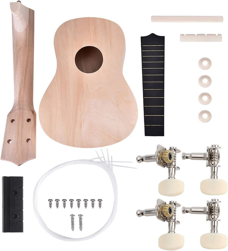 21 Zoll DIY Ukulele, Basswood 4 String Ukelele DIY Kit Instrument Zubehör Zubehörteil