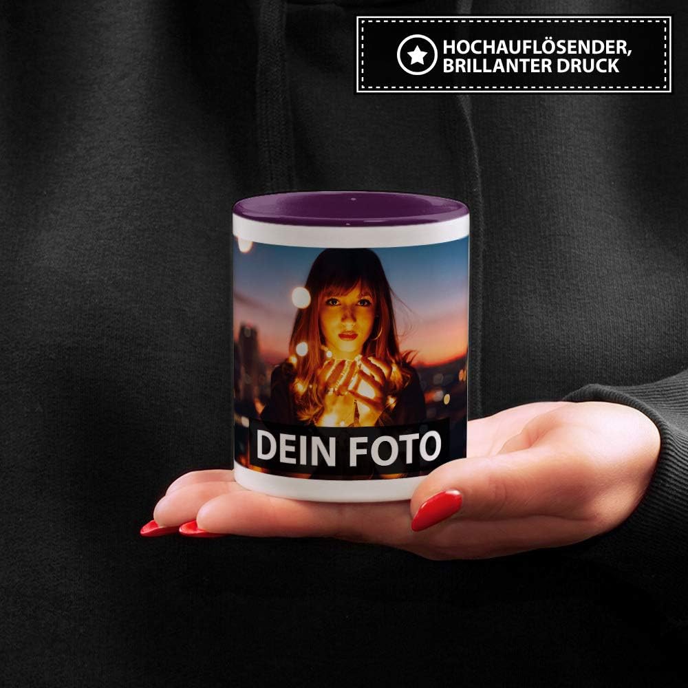 Foto-Tasse zum selbst gestalten mit Foto und Text/mit individuellen Druck in Profiqualität/Personali