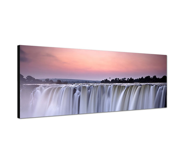 Augenblicke Wandbilder Leinwandbild als Panorama in 150x50cm Wasserfall Morgenlicht Sonnenaufgang