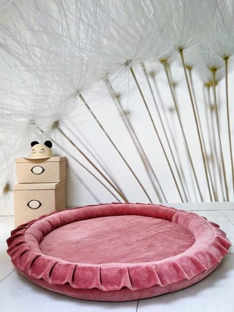 Schmutzig Rosa Babynest aus Velvet mit abnehmbarem Baumwollbezug 105 cm Waschbar Komfortabler Schlaf