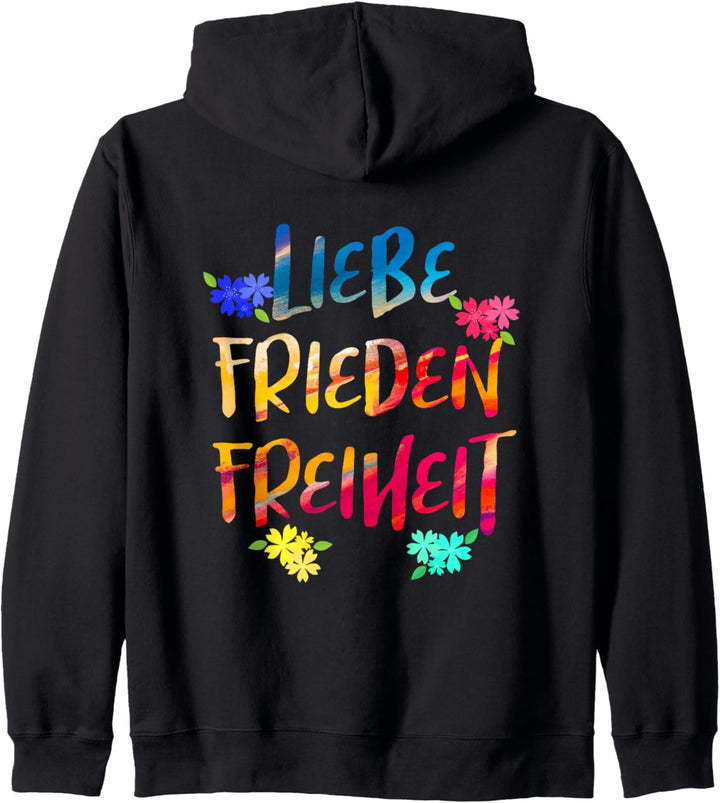 Flower Power Zeichen Retro 60er 70er Liebe Freiden Freiheit Kapuzenjacke