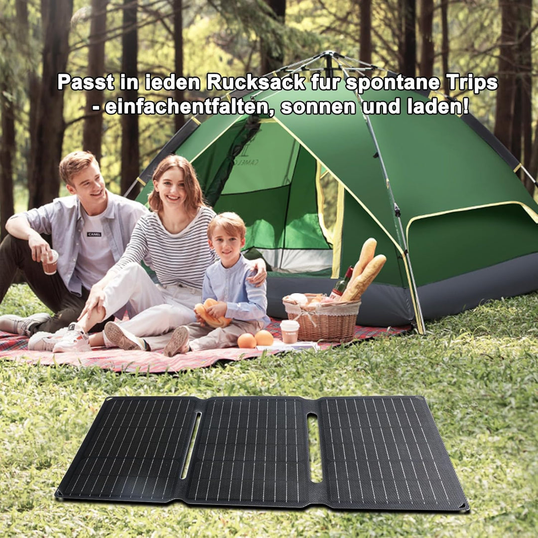Yinleader 30W Tragbares Solarpanel – Faltbares Solarladegerät mit 18W USB-C & USB-A QC3.0 Schnelllad