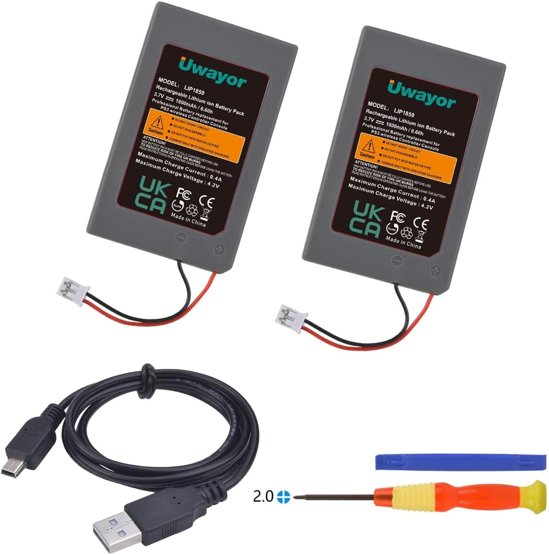 Uwayor LIP1359 Akku für PS3 Controller Akku PS3 Ersatz Akku 1800mAh für Sony Playstation 3 und Duals