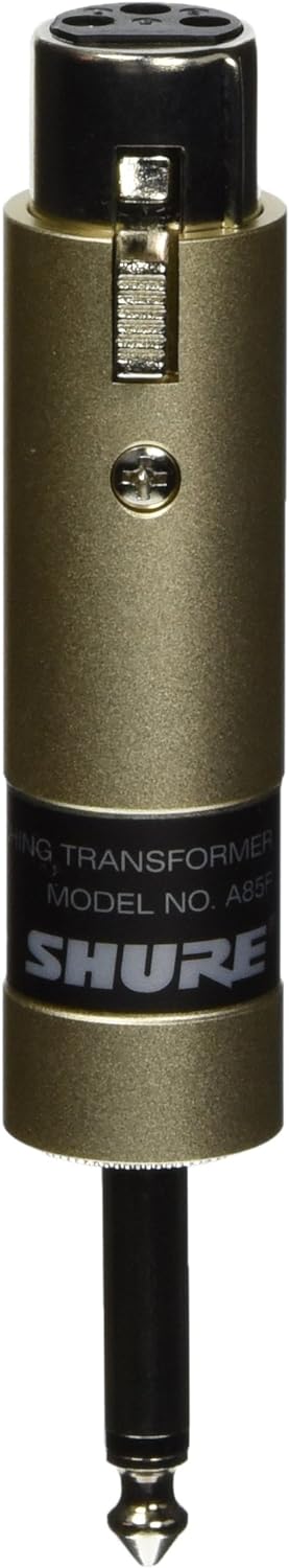 Shure A85F Mikrofonüberträger Low Z Buchse XLR auf High Z 1/4 Zoll Telefonstecker Einzelbett, Low Z