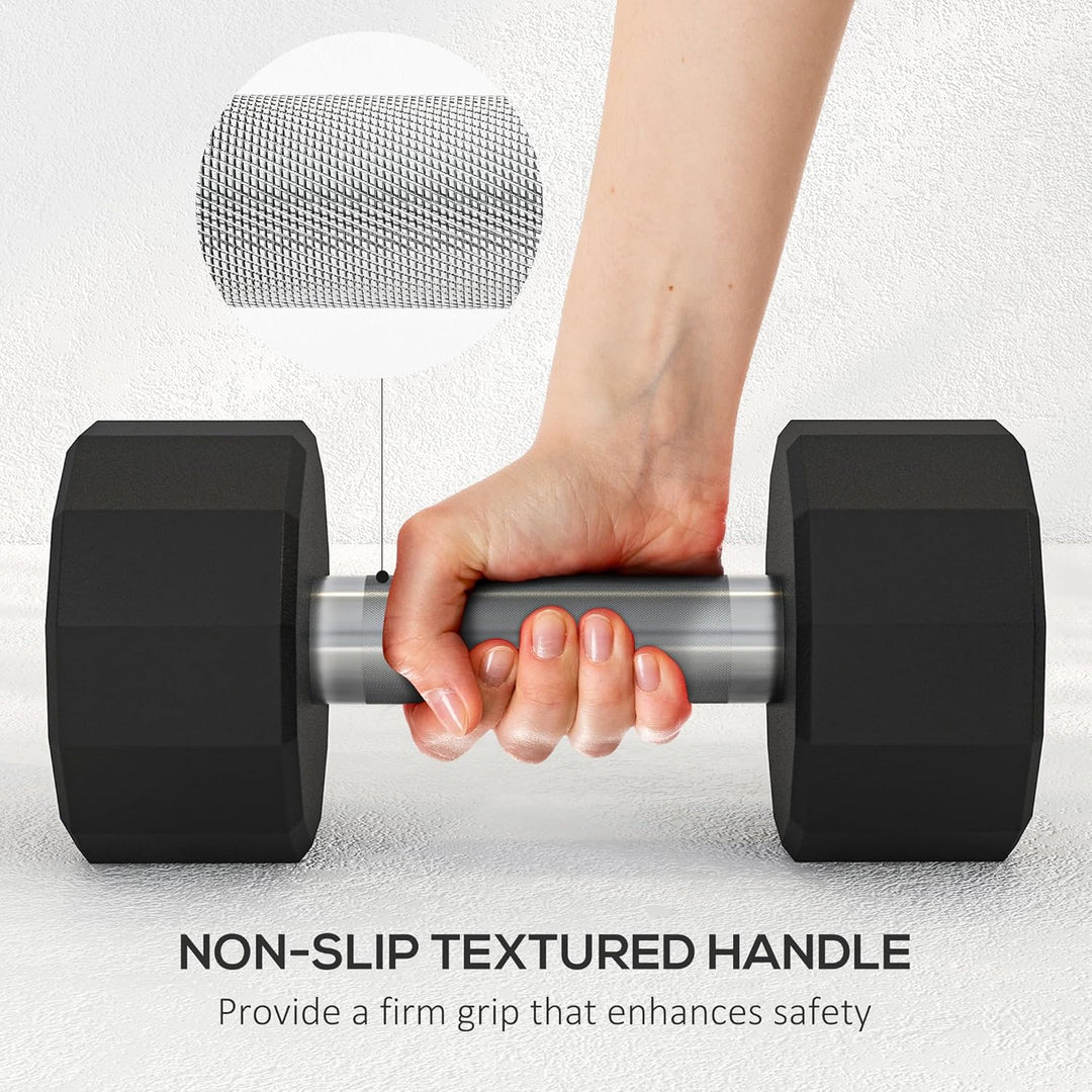 SPORTNOW Set 2 Manubri a 12 Lati da 2x2/5/8/10/12/15 kg in Metallo e Gomma, Set Manubri Palestra con