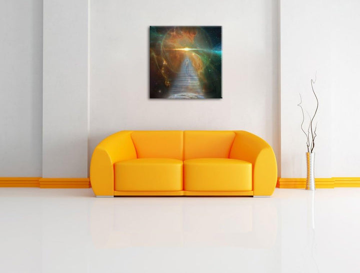 Pixxprint Kosmische Treppe in die Galaxies, Format: 70x70 auf Leinwand, 70x70