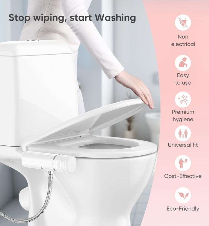 Ultra Slim Bidet Befestigung, Posterior&Feminine Wasch-(einziehbare Doppeldüsen), Nicht-elektrische