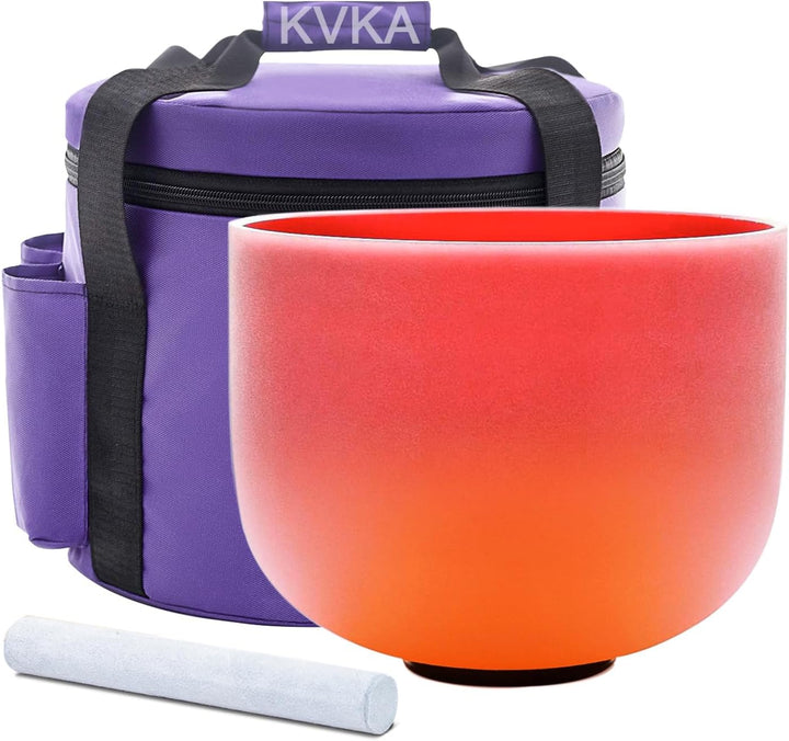 KVKA 25cm Klangschalen, 432Hz C note 10 inch Rot-Orange Chakra Sound Healing Klangschale für Meditat