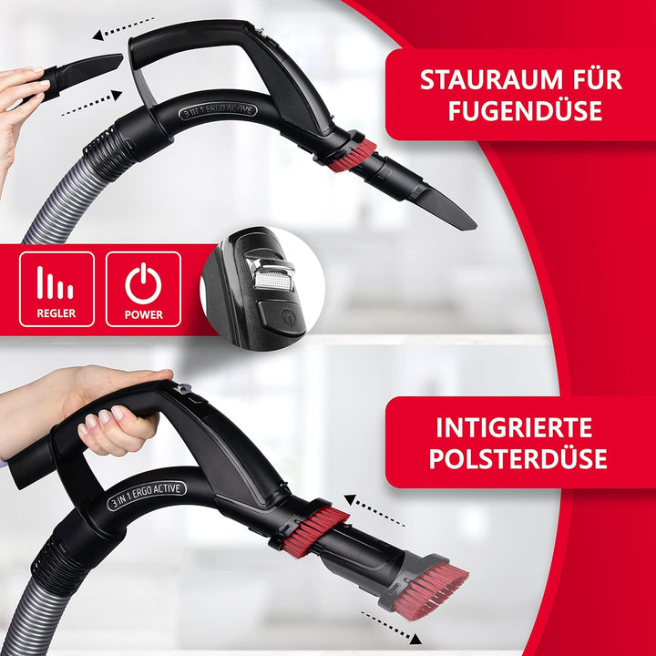 arnica - Staubsauger beutellos 750 Watt I 70 dB I 5 Düsen Ideal für Tier-Haare I 3 Liter I HEPA 13 F