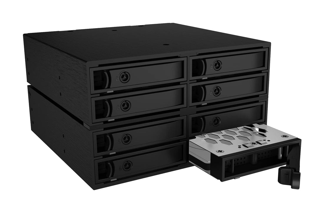 ICY BOX IB-2281MSK 8-fach Backplane für 8x 2,5 Zoll HDD/SSD in 2x 5,25 Zoll, SATA III/SAS II, Träger