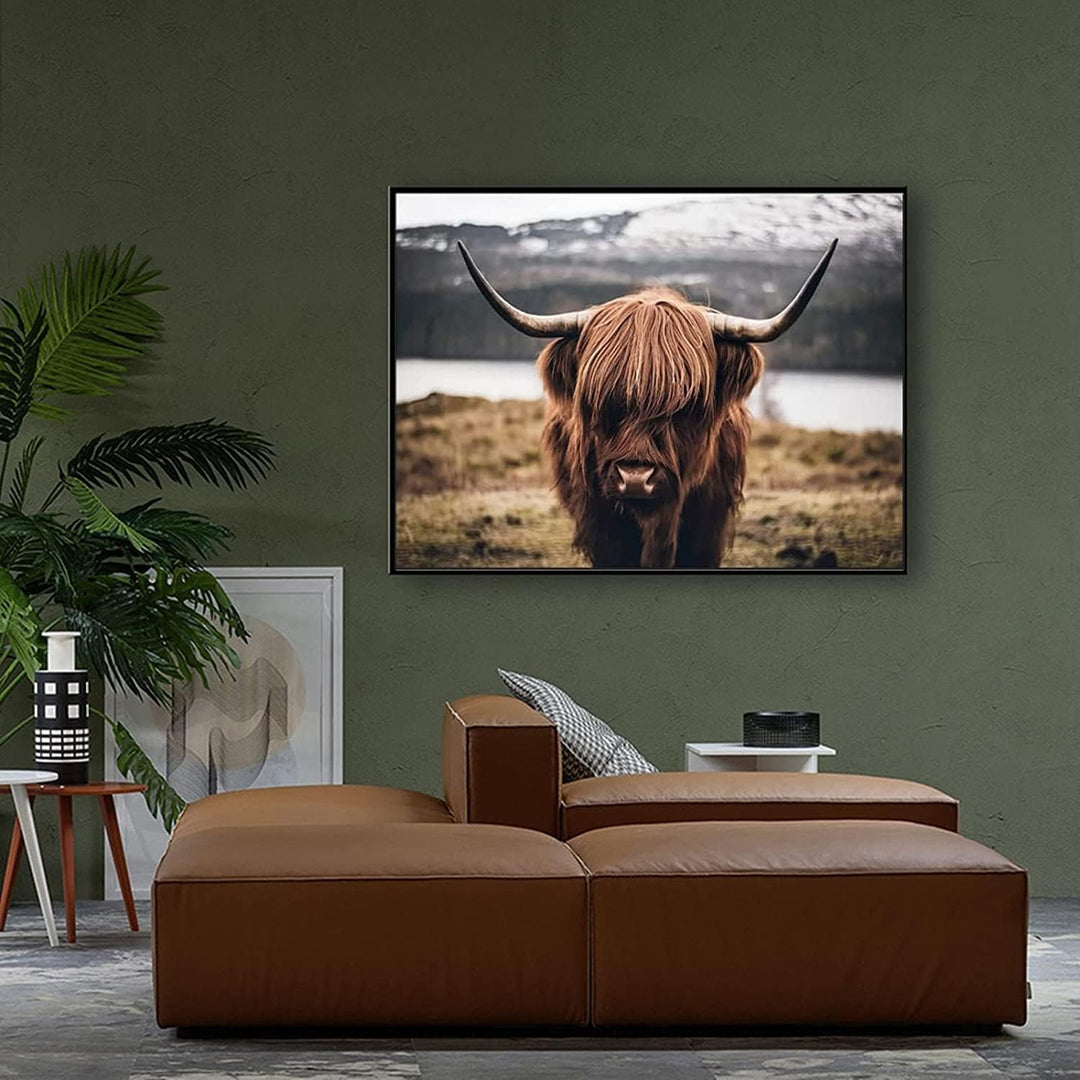 LXTOPN Bilder Highland Cow Schottisches Hochlandrind Poster - Modern Leinwandbild 50x70cm Schlafzimm