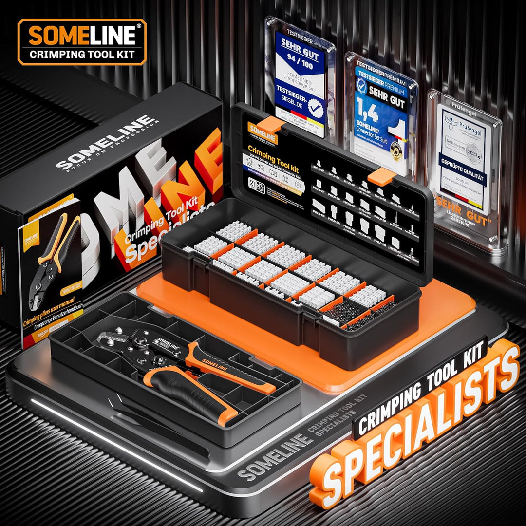 SOMELINE® Crimpzange Stecker Set, 21 Arten [0,05-0,5mm²] 1,0mm-2,0mm Stecker Set, Steckverbinder Cri