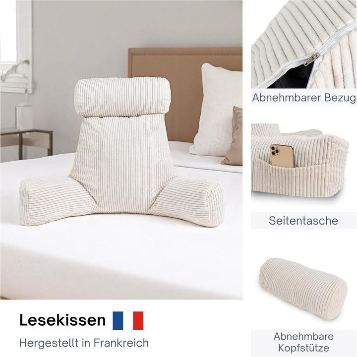 bananair – Lesekissen für Bett und Sofa aus Cord – Abnehmbare, Maschinenwaschbare Hülle – Weich & Ko
