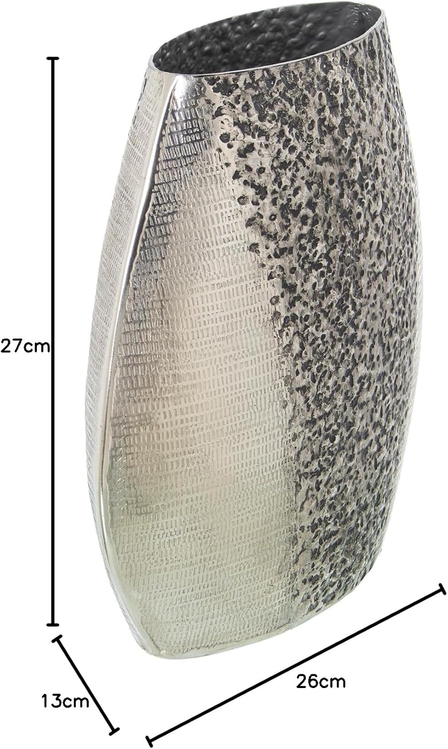 Tischvase aus Messing in Silber, 27 x 13 x 26 cm