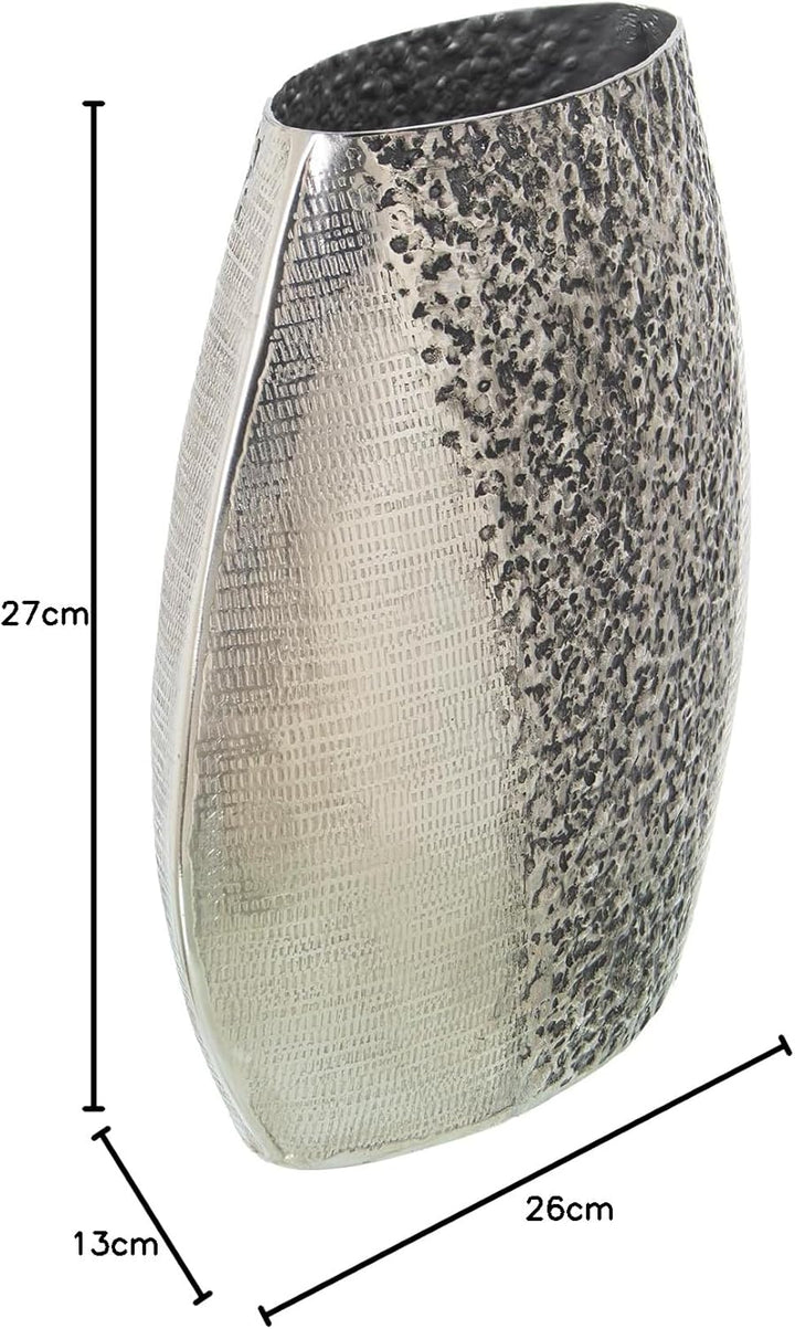 Tischvase aus Messing in Silber, 27 x 13 x 26 cm