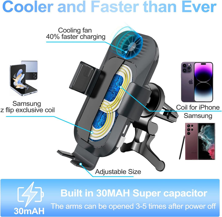 Olycism 15W Qi Fast Wireless Charger Auto Handyhalterung Mit Ladefunktion Automatischer Induktion Ka