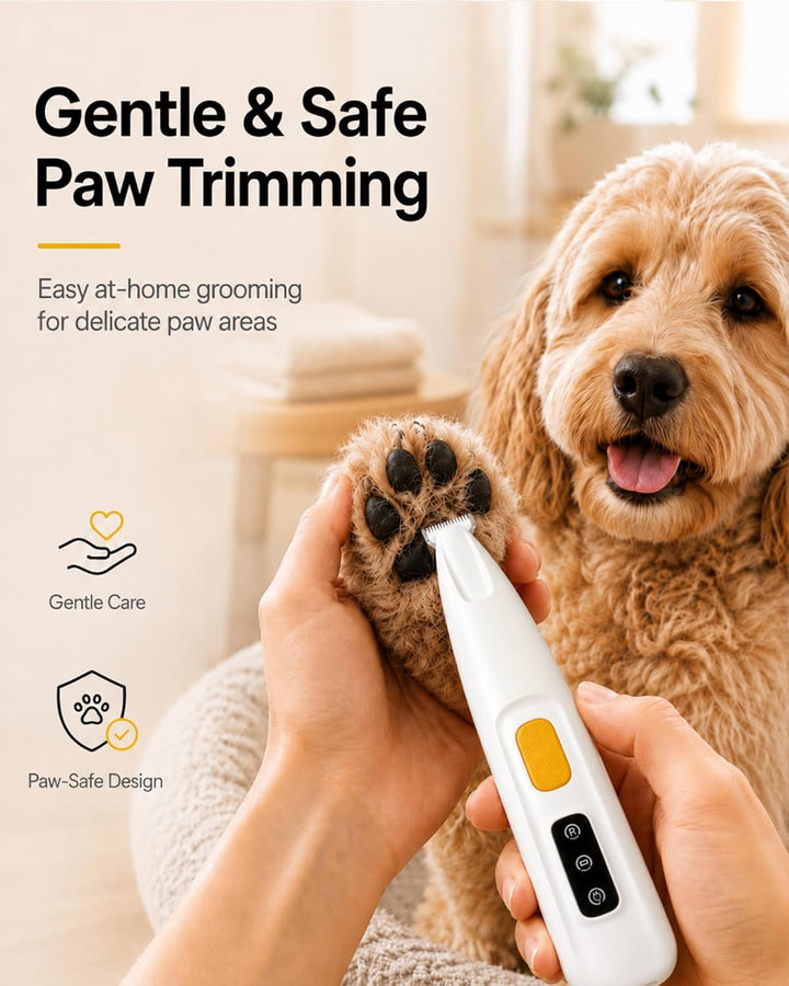 Pfotentrimmer für Hunde & Katzen mit LED-Licht – 18 mm breite Klinge, 35 dB leise, LED-Anzeige, wass