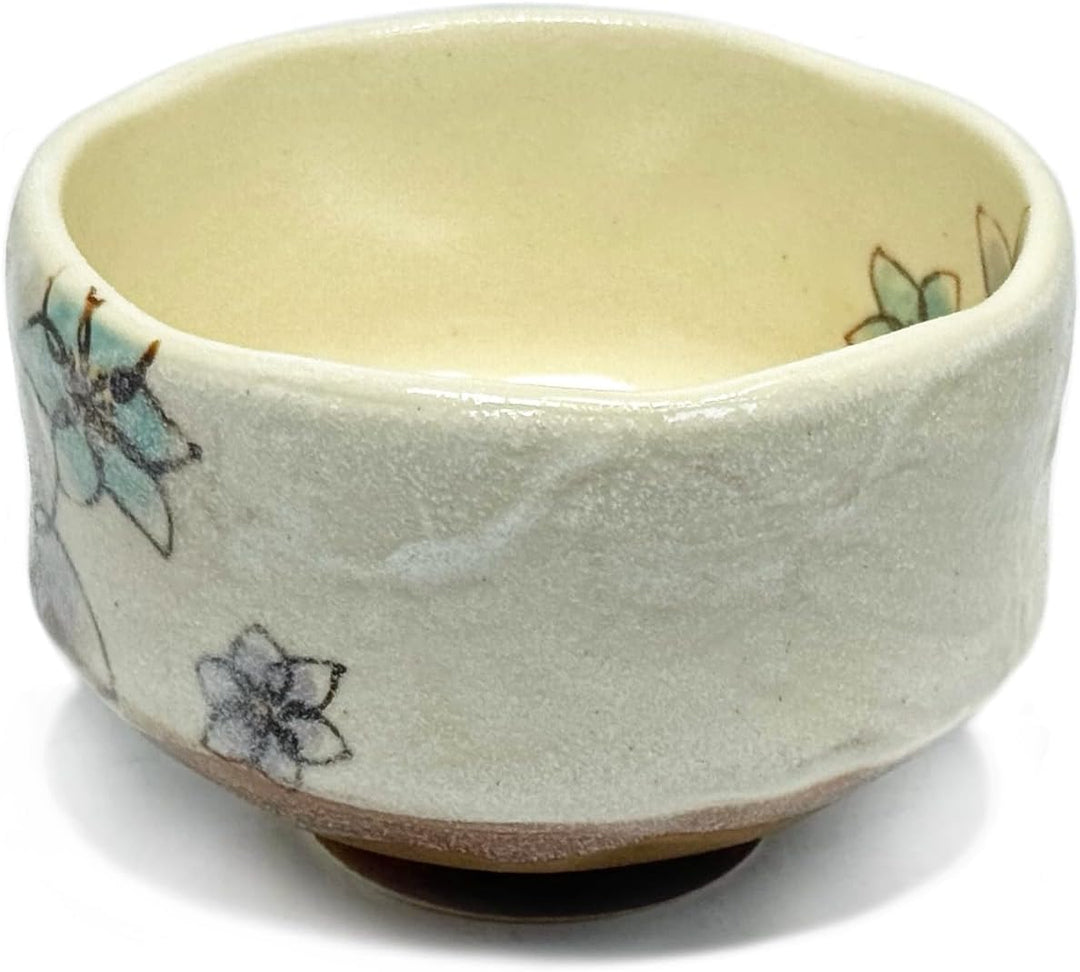 aquanaut Mino Ware Matcha-Schale, Chawan Clematis, Durchmesser 9 cm, hergestellt in Japan