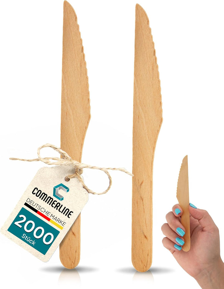 2000 Stück Einweg Holzmesser Besteck | Holz Messer Einwegmesser Einwegbesteck | Holzbesteck Holzgesc