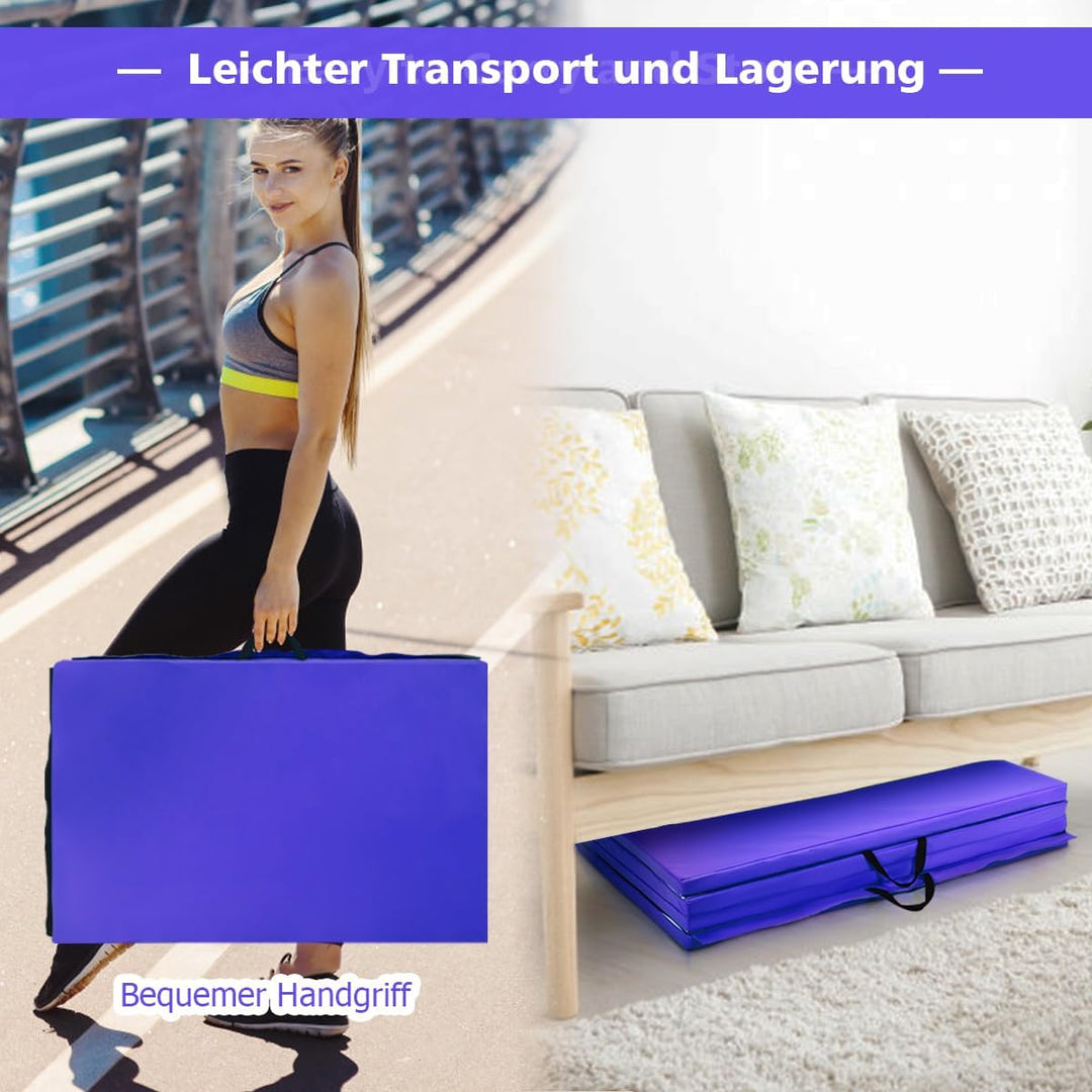 GOPLUS Weichbodenmatte, Yogamatte rutschfest mit Klettverschlüssen &amp; Tragegriffen, 300x116x5 cm Gymn