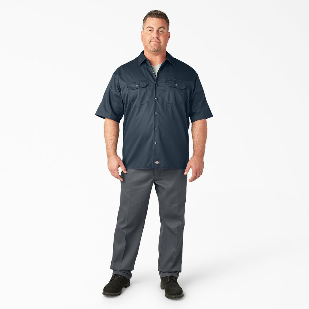 Dickies Herren Big and Tall Short-Sleeve Work Button-Down-Shirt S Air Force, S Air Force