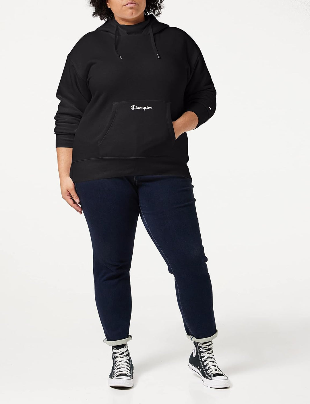 Champion Damen American Classics Boxy Kapuzenpullover XS Schwarz, XS Schwarz