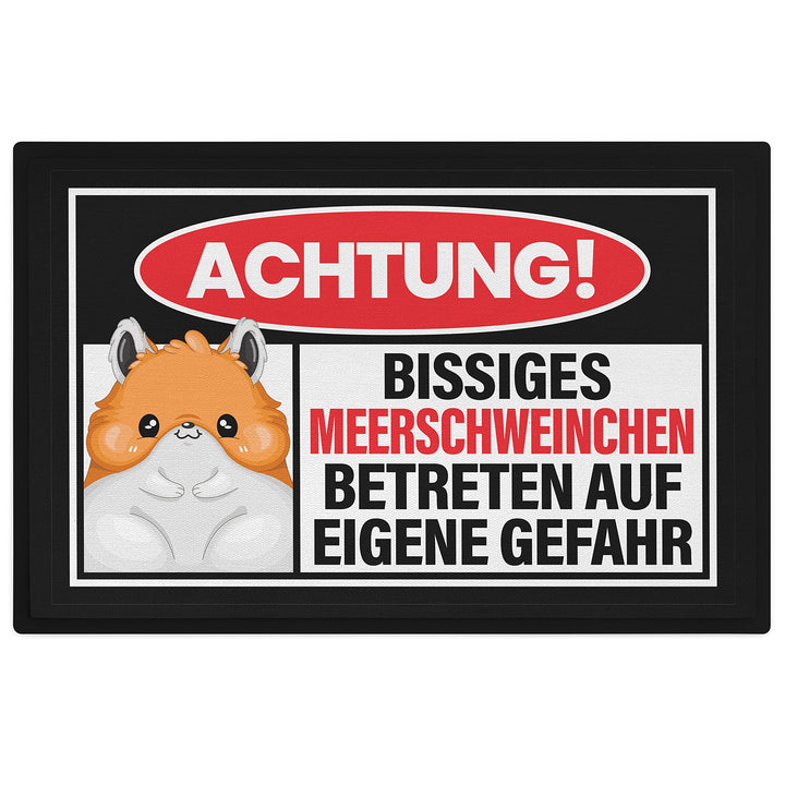 Trendation - Achtung Bissiges Meerschweinchen Fussmatte Geschenk Meerschweinchen Mama Spruch 60x40 c