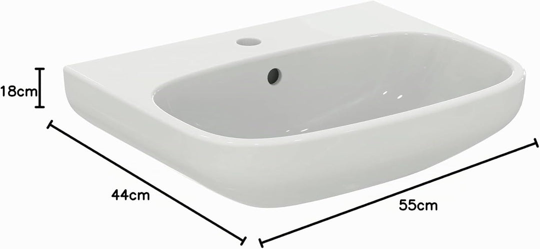 Ideal Standard T542001 Ideal Standard i.life A, Waschtisch 55cm, 1 Hahnloch mittig durchgestochen, m