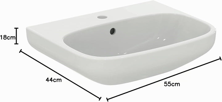 Ideal Standard T542001 Ideal Standard i.life A, Waschtisch 55cm, 1 Hahnloch mittig durchgestochen, m