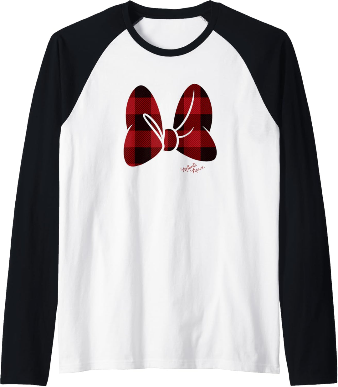 Disney Minnie Mouse Large Red Plaid Bow Raglan