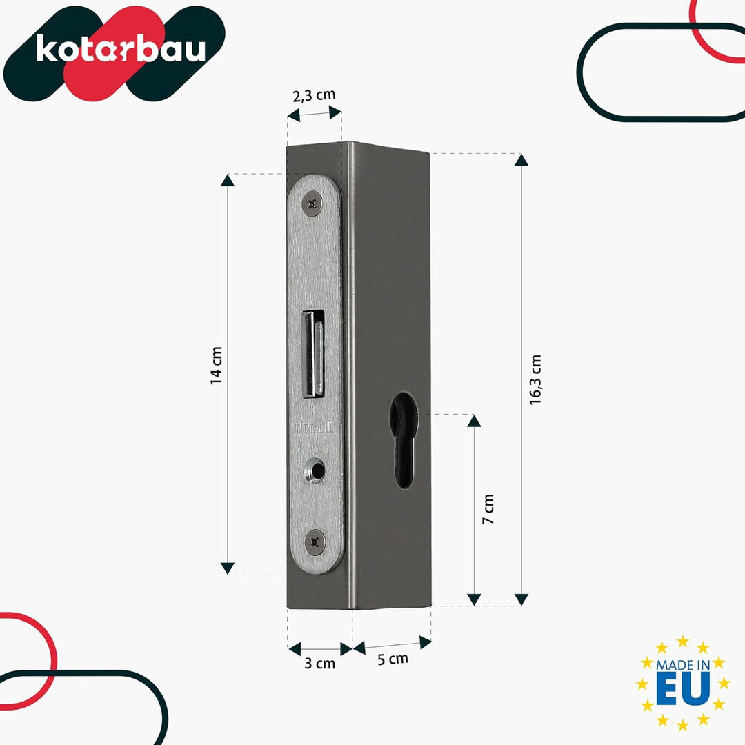 KOTARBAU Hakenschloss mit Schlosskasten 30x50x170mm für Profilzylinder für Eingangspforten