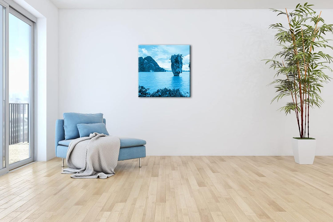 deyoli exotische Inseln in Thailand Format: 40x40 Effekt: Monocrome Blau als Leinwand, Motiv fertig