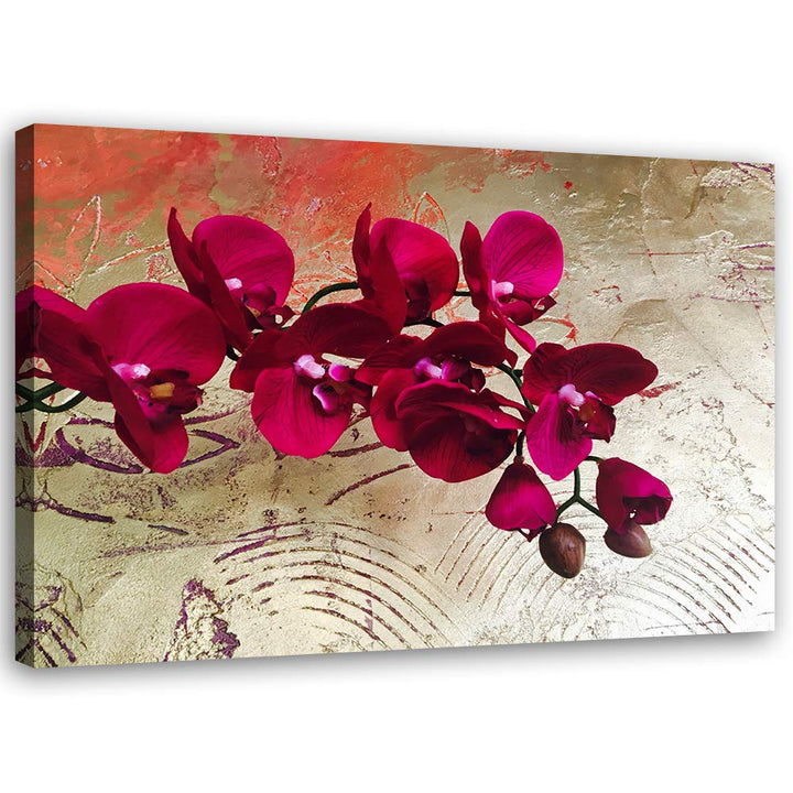 Feeby Bild auf Leinwand Orchideen Kunstdruck modern für Wohnung Violett 80x60 cm Leinwandbild 80x60