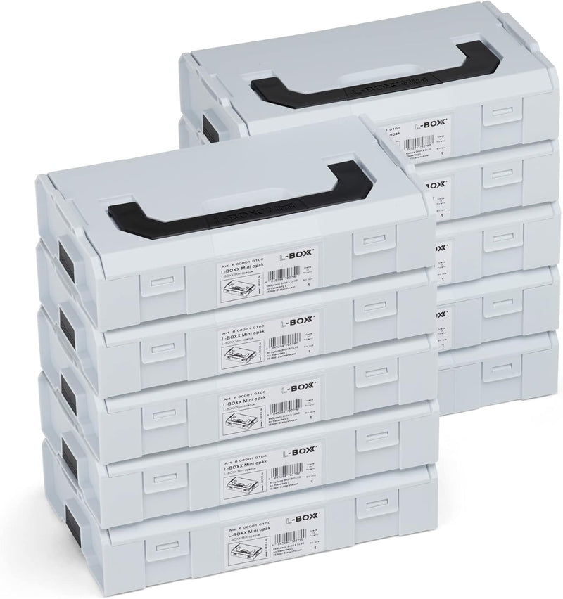 Bosch Sortimo L-Boxx Mini 10St. im Set/Deckel grau/innovatives Transportsystem 10 Grau, 10 Grau